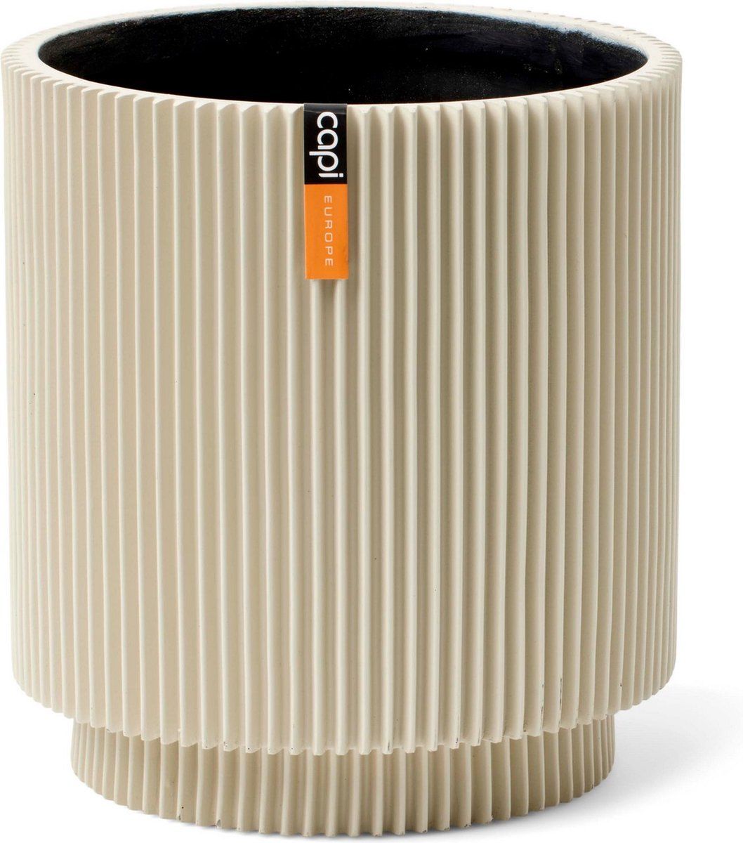 Capi Europe Vaas cilinder Groove - 11x12 - Beige - Bloempot voor binnen - BGVBG312