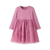 NAME IT MINI midi A-lijn jurk met glitters - roze