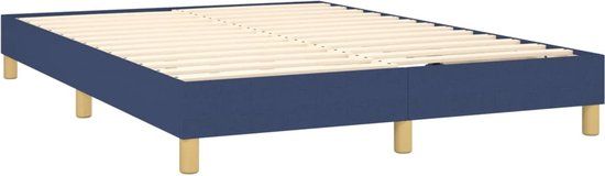 vidaXL Boxspring met matras stof blauw 140x190 cm