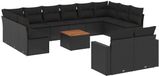vidaXL 13-delige Loungeset met Kussens Poly Rattan Zwart
