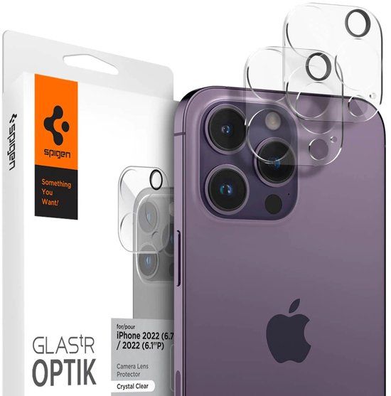 Spigen - Apple iPhone 14 Pro / 14 Pro Max camera lens screenprotector - Clear - 2 pack