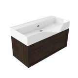 Saniclass Holz Frame Badkamermeubelset - 100x45x52cm - Legend keramische wastafel wit - 1 wasbak - 2 kraangaten - 1 lade - mat eiken charcoal