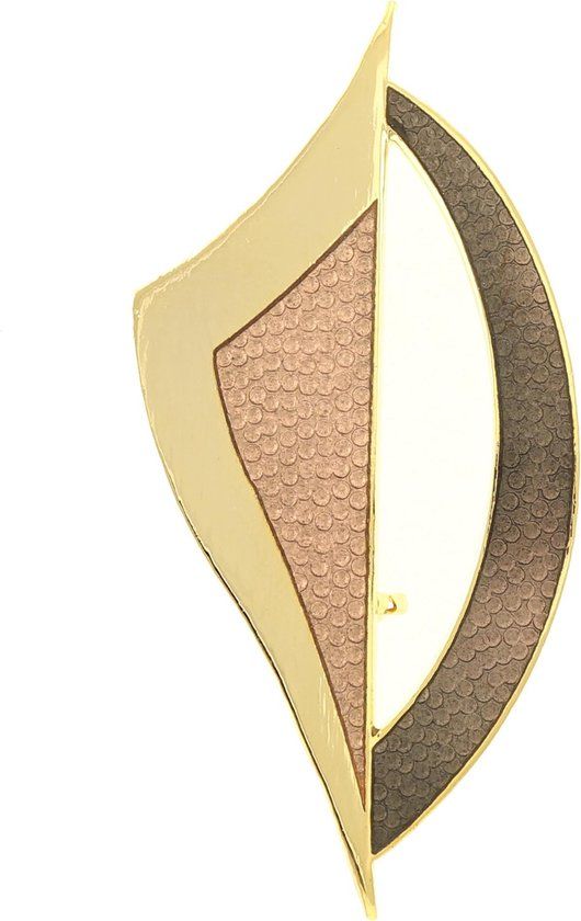 Behave® Dames Broche vintage retro bruin emaille - Emaille - 7 cm