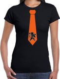 Bellatio Decorations Shoppartners Bv Zwart fan t-shirt voor dames - oranje leeuw stropdas - Holland / Nederland supporter - EK/ WK shirt / outfit XXL