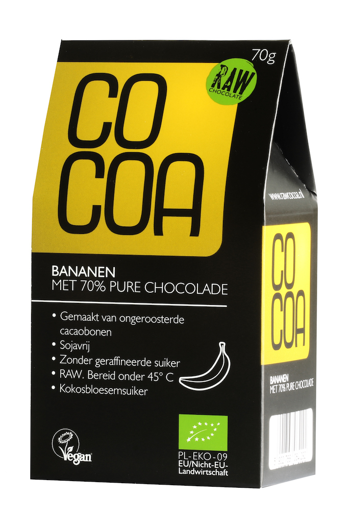 Cocoa Bananen met 70% Pure Chocolade RAW