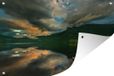 Décoration murale Fjord avec eau miroir et un bateau - 180x120 cm - Affiche de jardin - Toile de jardin - Affiche extérieure