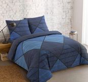 Ibenzoa® Dekbedovertrekset 240x220cm Katoen Blauw Geblokt