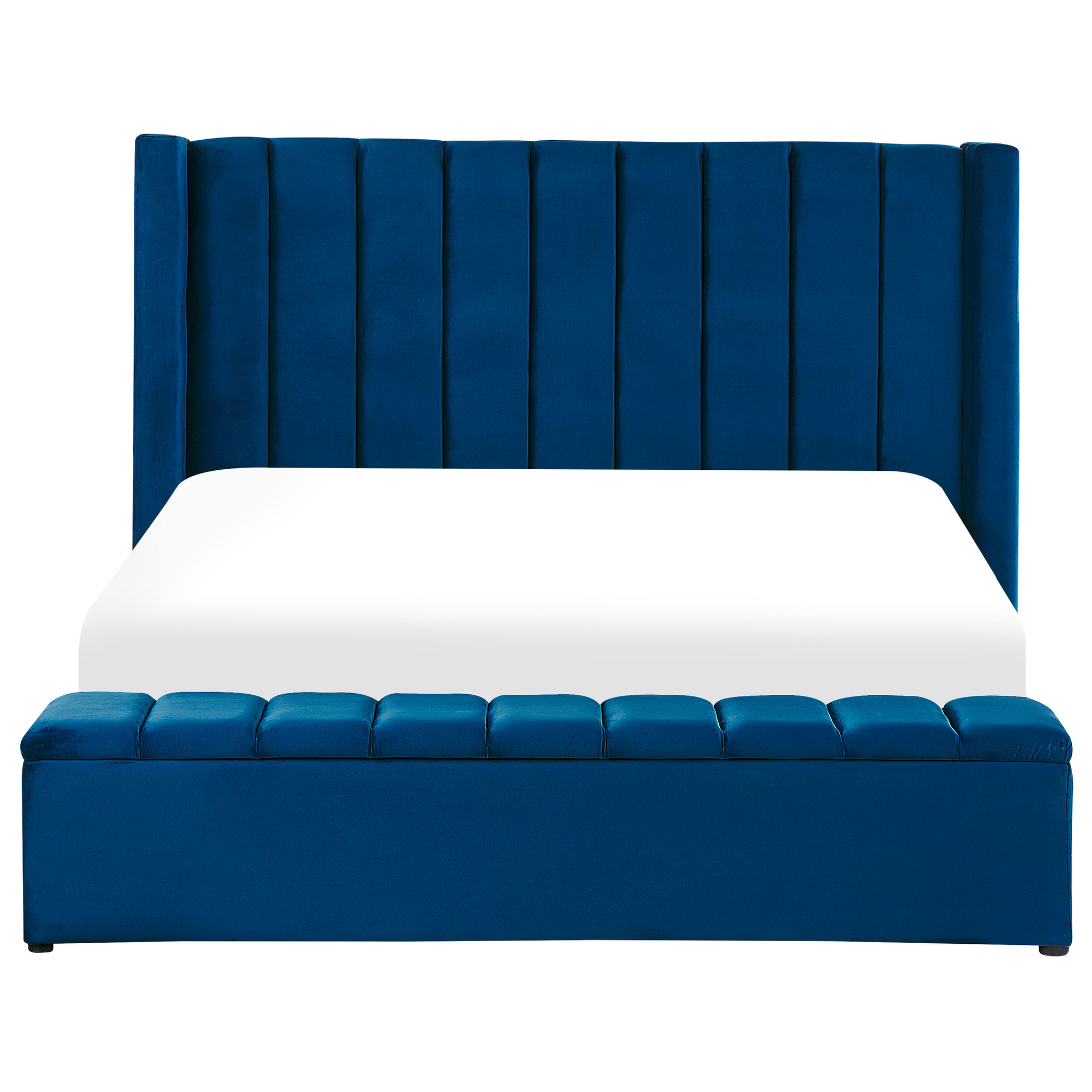 BELIANI Beliani NOYERS - Bed met opbergruimte - Blauw - 180 x 200 cm - Fluweel