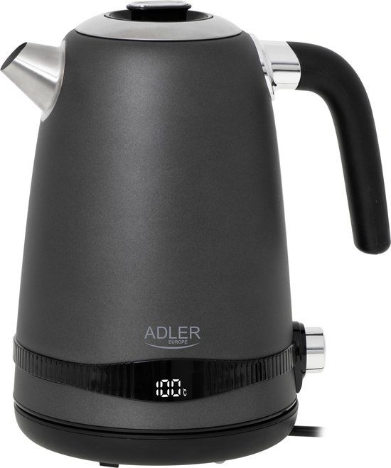 Adler AD 1295 Grijs - waterkoker - 1,7L met LCD-scherm en temperatuurregeling