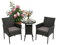 Merkloos / Sans marque Relaxdays Tuinset - 2 persoons - rotan look - zwart