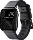 By Qubix Apple Watch Band Leer + Siliconen Zwart 44mm/45mm/46mm/49mm