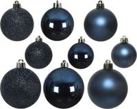 Decoris Kerstballen - 30 stuks - Donkerblauw - Kunststof