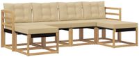 vidaXL Buiten bankenset 6 st Wit en Beige