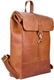 Beocca Bryce Leren Rugzak met 17 inch Laptopvak - Cognac