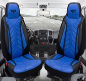 Bremer Sitzbezüge Autostoelhoezen voor Porsche Macan Bj ab 2014 – Stoelhoezen voor bestuurder en passagier in Zwart/Blauw