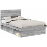 Lit double, lit adulte, cadre de lit gris Sonoma 120 x 190 cm bois de pin massif
