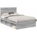 Lit double, lit adulte, cadre de lit gris Sonoma 120 x 190 cm bois de pin massif