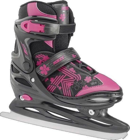 Roces Jokey Ice 3.0 IJshockeyschaatsen Kinderen Zwart Roze Verstelbaar Maat 38-41