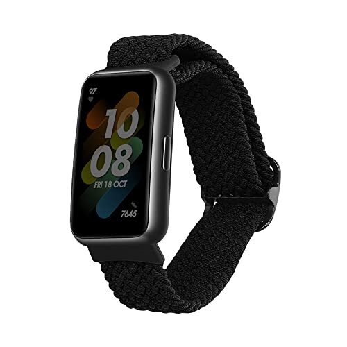 kwmobile nylon bandje voor smartwatch - Compatibel met Huawei Band 7-15 - 18,5 cm - Polsbandje in zwart