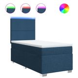 vidaXL Boxspringbed met matras, stof, blauw, 180x200 cm