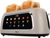 Olvy Luxe broodrooster met LCD-display en timer, extra grote sleuven, 6 bruiningsniveaus, beige, 1500W