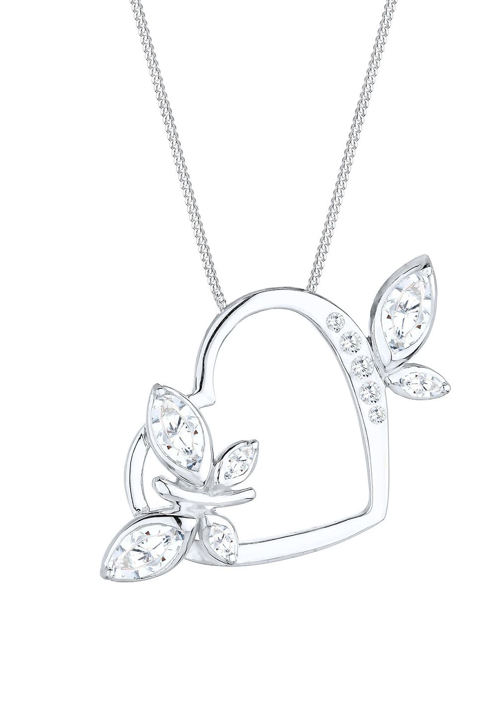Elli Halsketting dames met hart vlinder hanger met cubic zirconia in 925 sterling zilver