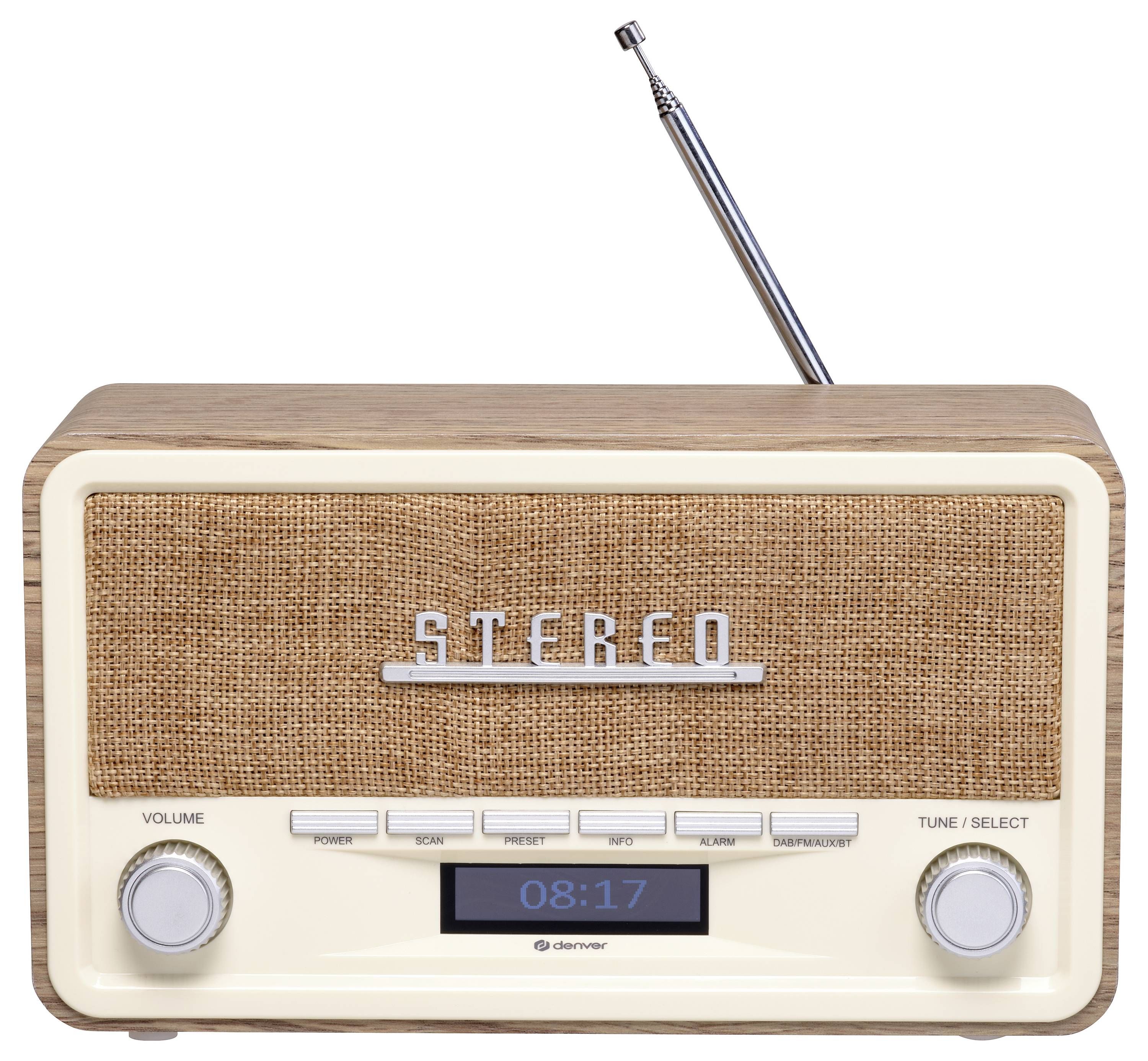 Denver DAB18LW Retro DAB+/FM Radio - Bluetooth - Brown/White