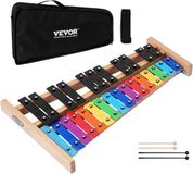 VEVOR Glockenspiel, 27-tonig, Professioneel Xylofoon-Percussie-Instrument, met SPCC-Toetsen en Kleurrijke Metalen Toetsen, Inclusief 4 Kloppers, Draagtas, Muziekinstrumentenset voor Beginners