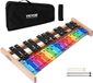 VEVOR Glockenspiel, 27-tonig, Professioneel Xylofoon-Percussie-Instrument, met SPCC-Toetsen en Kleurrijke Metalen Toetsen, Inclusief 4 Kloppers, Draagtas, Muziekinstrumentenset voor Beginners