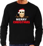 Bellatio Decorations Leuke dieren Kersttrui - christmas uil - Kerst sweater - zwart - voor heren L