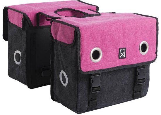 WILLEX Canvas Dubbele Tas Roze/Zwart