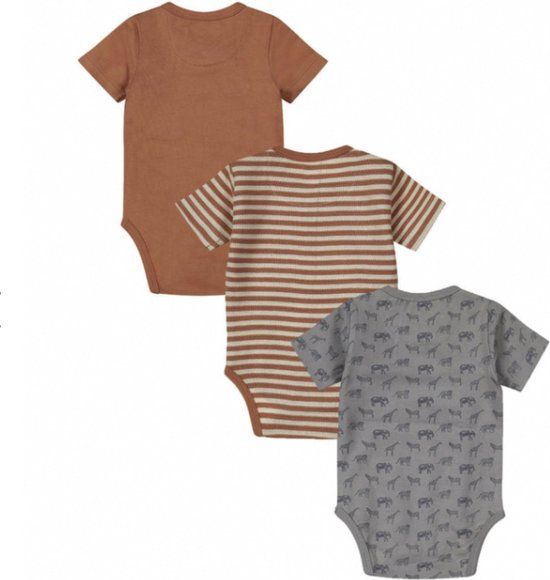 Dirkje Romper Korte Mouw Multi Colour Blue 3-Pack 44