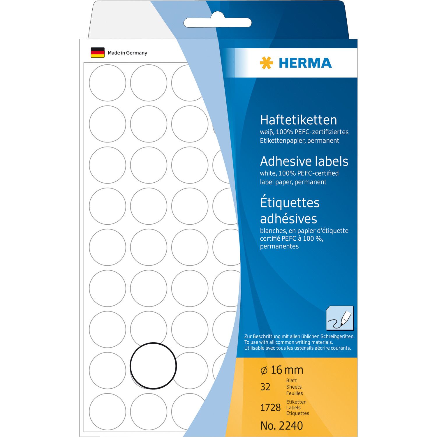 HERMA Universele etiketten/Kleur punten ø 16mm wit voor handmatige opschriften 1728 St.