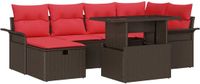 vidaXL Tuinbank Set 7 st Bruin poly rattan