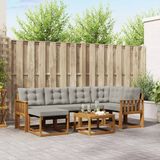 vidaXL Hoek loungeset 7-delig Acaciahout Natuurlijk en Lichtgrijs Inclusief Tafel Exclusief Kussens