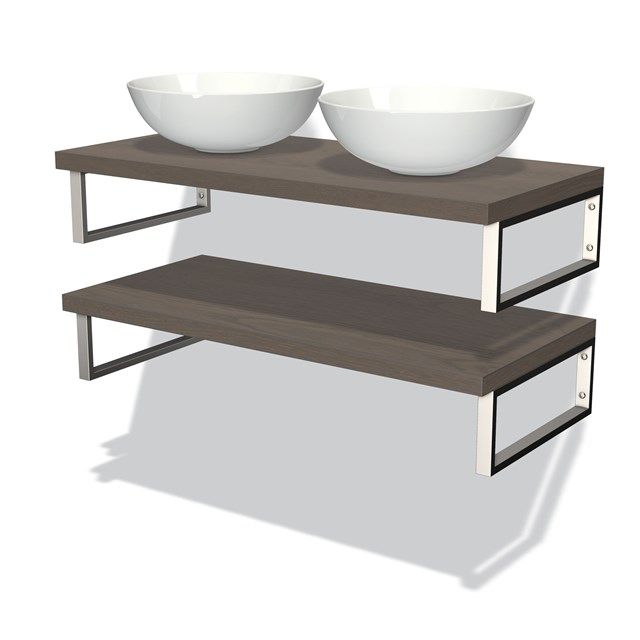 Maxaro Badkamermeubel Modulo Plato 100 cm Donkerbruin Eiken 2 Wastafelbladen