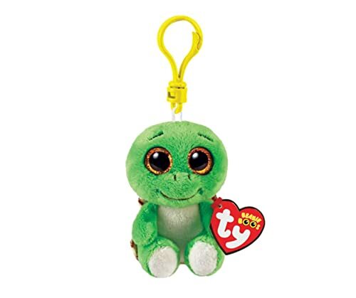 TY Sleutelring, Beanie Boos Clips, Schildpad, Turbo-groen en bruin, met gouden ogen, glitterpluche, met grote ogen, 12 cm-35250, meerkleurig, T35250