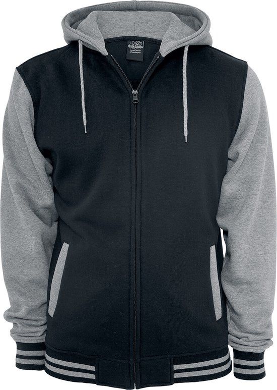 Urban Classics 2-Tone Zip Heren Vest met capuchon - zwart/grijs - S
