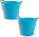 Plasticforte Flexibele emmer/kuip - 2x stuks - blauw - 42 liter - ECO kunststof - rond - 38 x 45 cm