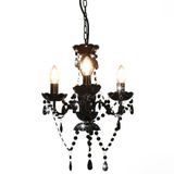 VidaXL Lustre avec perles rond 3xE14 noir