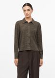 s.Oliver - Chemisier doux en jersey - Femme - Taille 36 - Marron foncé - Manches courtes - Polyester
