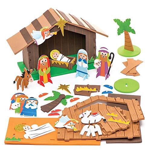 Baker Ross kerststal van schuimrubber kit - creatieve kerstkunst en knutselbenodigdheden voor kinderen om te knutselen en te decoreren (verpakking van 2)