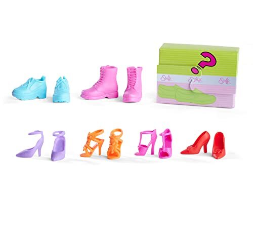 simba 104663554 - Steffi Love schoenenmode, 7 verschillende paren, schoenen voor 29 cm kleedpoppen, met verrassing, 2-voudig gesorteerd, er wordt slechts één artikel geleverd, vanaf 3 jaar