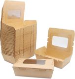 Allecto Premium - Boîtes alimentaires biodégradables avec fenêtre - Boîte en papier kraft pour aliments - Lot de 20 - Résistant à l'huile et à l'eau - Convient pour sandwich, cheesecake, hamburger - 900ml/32oz
