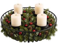 Merkloos Relaxdays Adventskrans - voor 4 kaarsen Ø 33 cm - zwart