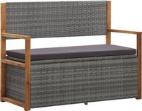 vidaXL Opbergbankje 115 cm poly rattan en massief acaciahout grijs