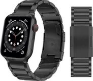 By Qubix - Titanium schakelband - Zwart - Geschikt voor Apple watch 38mm / 40mm / 41mm / 42mm