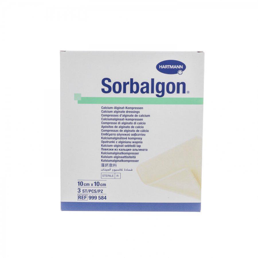 Sorbalgon alginaatverband 10cmx10cm 3 stuks