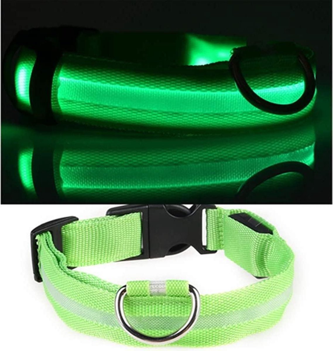 Igoods Groen LED hondenhalsband Super Bright Safety Pet Collar verhoogde zichtbaarheid groen