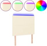vidaXL Hoofdbord - LED - 100x5x118/128 cm - Kunstleer - Crèmekleurig